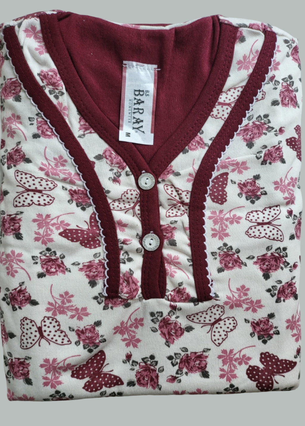 Pijama de Femei mânecă lungă BARAY – model “Love”, bumbac 90%, lycra 10% – Fabricată în Turcia