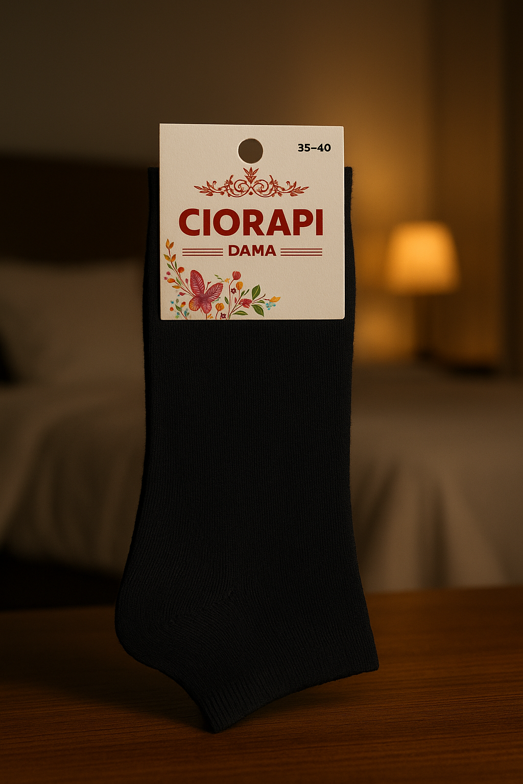 Șosete lungi de damă - Negre - Bumbac - o pereche