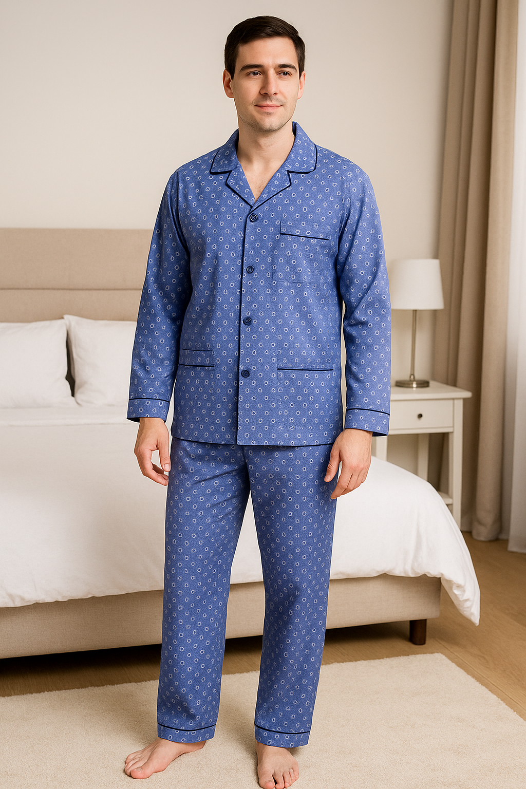 Pijama cu nasturi din bumbac 100% ( finet )