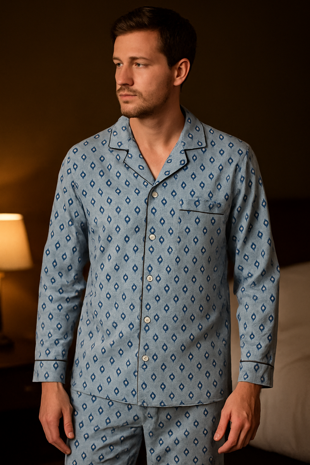 Pijama cu nasturi din bumbac 100% ( finet )