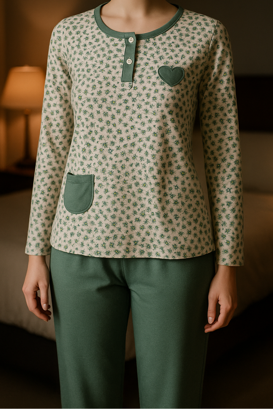 Pijama de Femei mânecă lungă BARAY – model “Love”, bumbac 90%, lycra 10% – Fabricată în Turcia