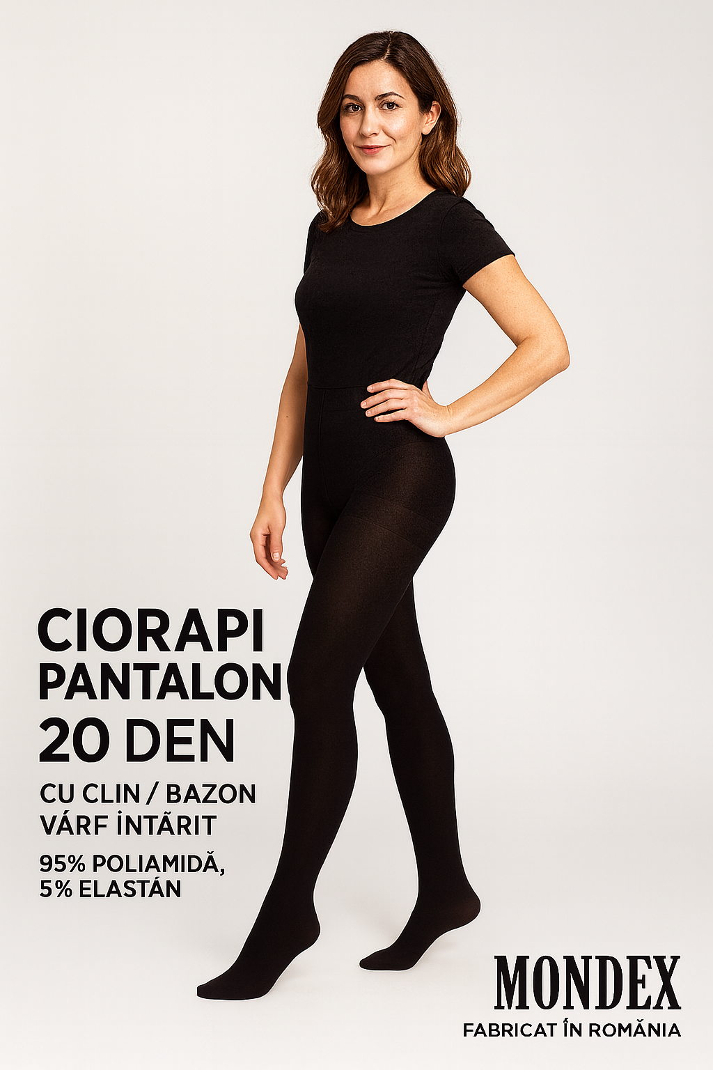 Ciorapi Pantalon cu Clin/Bazon și Vârf Întărit – 20 DEN – Mondex Sibiu