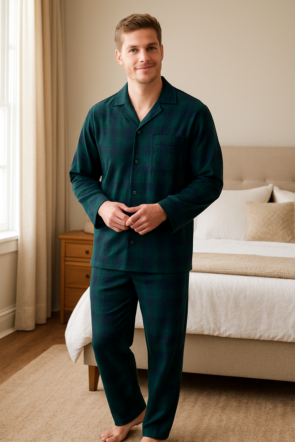 Pijama cu nasturi din bumbac 100% ( finet )